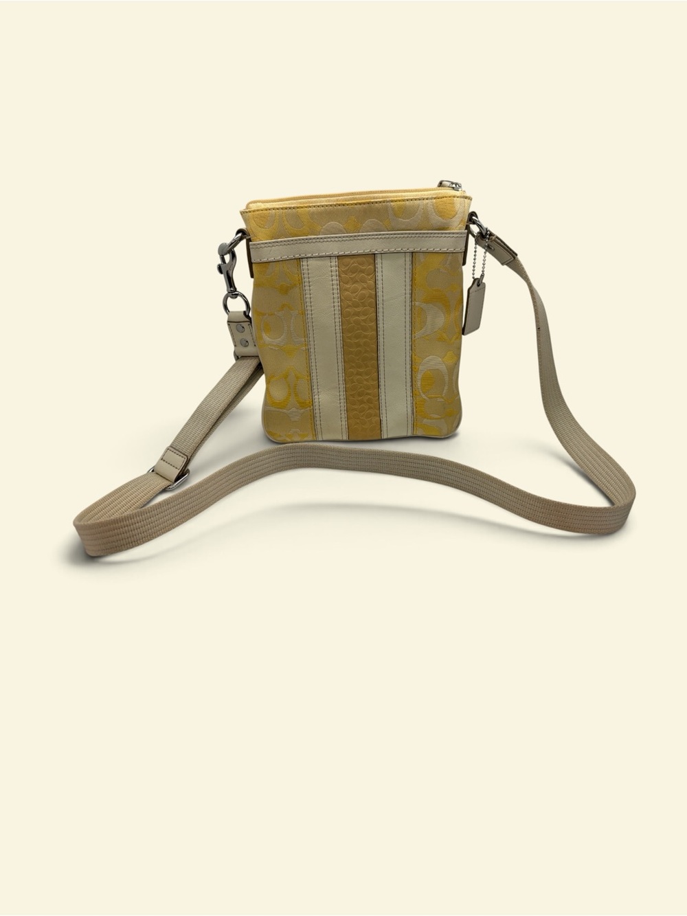 Coach Yellow & Cream Signature Stripe Crossbody Bag - Picture 2 of 4